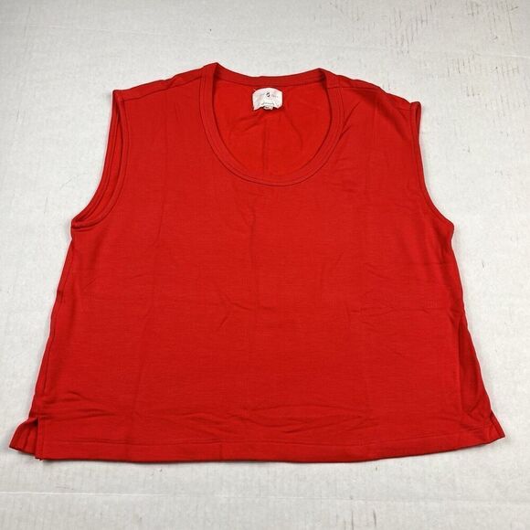 Lou & Grey Signature Soft Knit Muscle Tank Top Red Shirt Short Sleeve Size SMALL - Picture 1 of 10